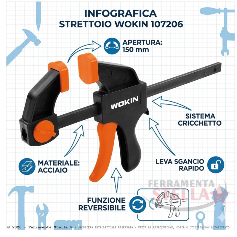 Strettoio stringente rapido reversibile mm 150 | ferramentastella.it