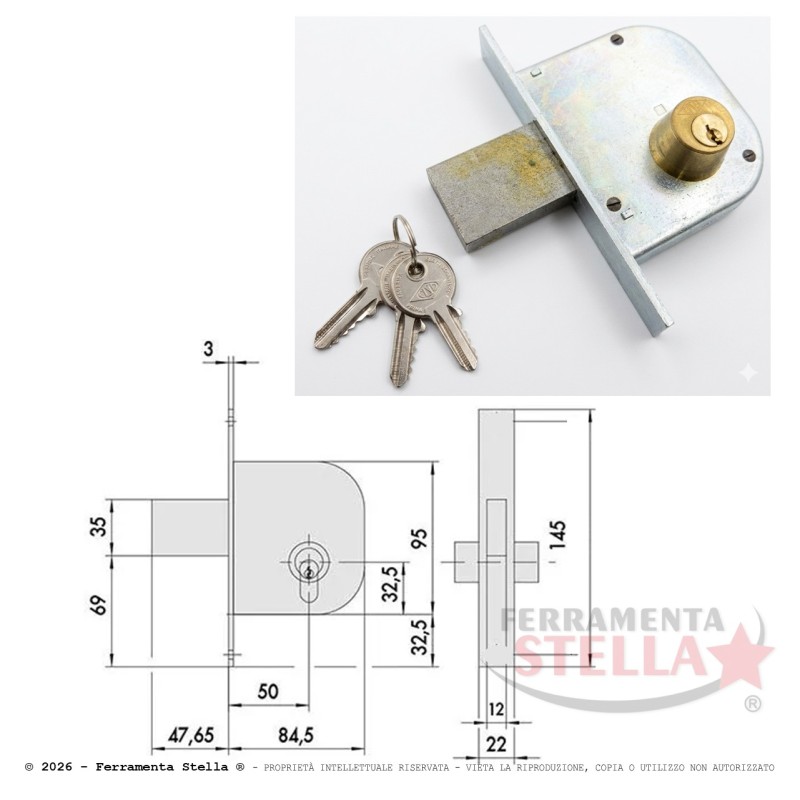 Serratura cisa porte ferro con cilindro 42010 50 | ferramentastella.it