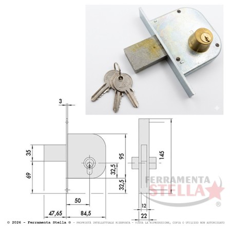 Serratura cisa porte ferro con cilindro 42010 50 | ferramentastella.it