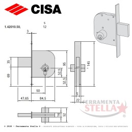 Serratura cisa porte ferro con cilindro 42010 50 | ferramentastella.it 2