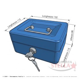Cassetta Portavalori Blu Acciaio con 2 Chiavi - Ferramentastella.com 2