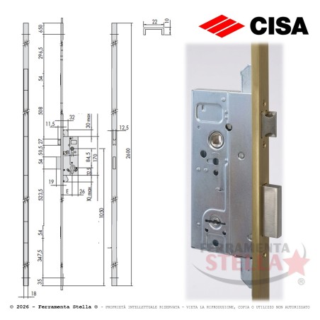 serratura doppia mappa cisa 57830 x legno ottone | ferramentastella.it
