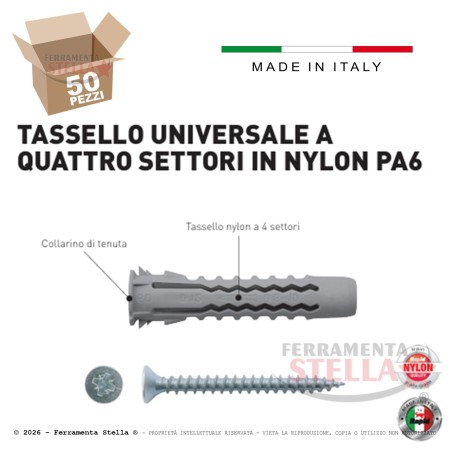Tassello RX 8 con Vite (50 Pz) Universale | FerramentaStella.com