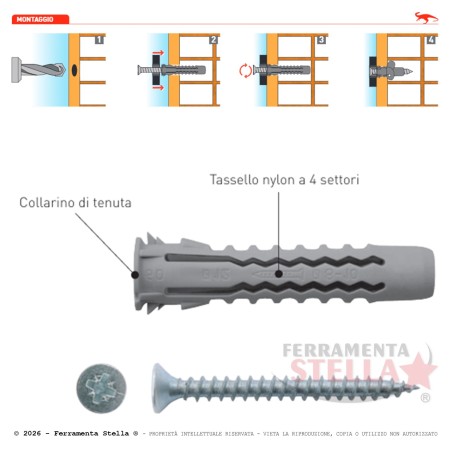 Tassello RX 8 con Vite (50 Pz) Universale | FerramentaStella.com
