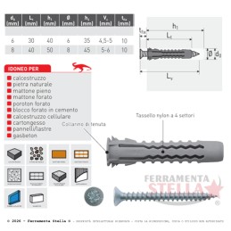 Tassello RX 6 con Vite (100 Pz) Universale | FerramentaStella.com 2