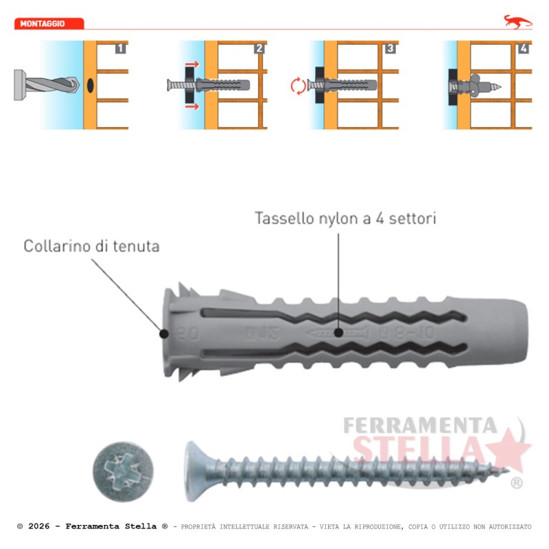 Tassello RX 6 con Vite (100 Pz) Universale | FerramentaStella.com