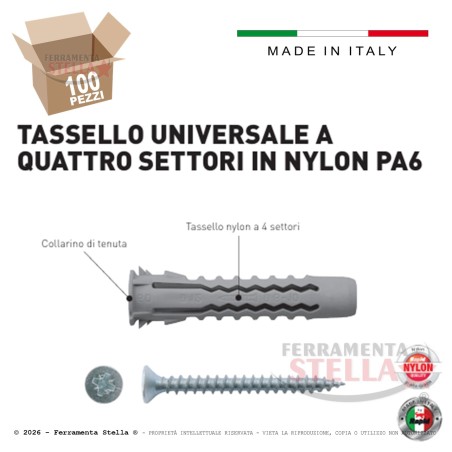 Tassello RX 6 con Vite (100 Pz) Universale | FerramentaStella.com