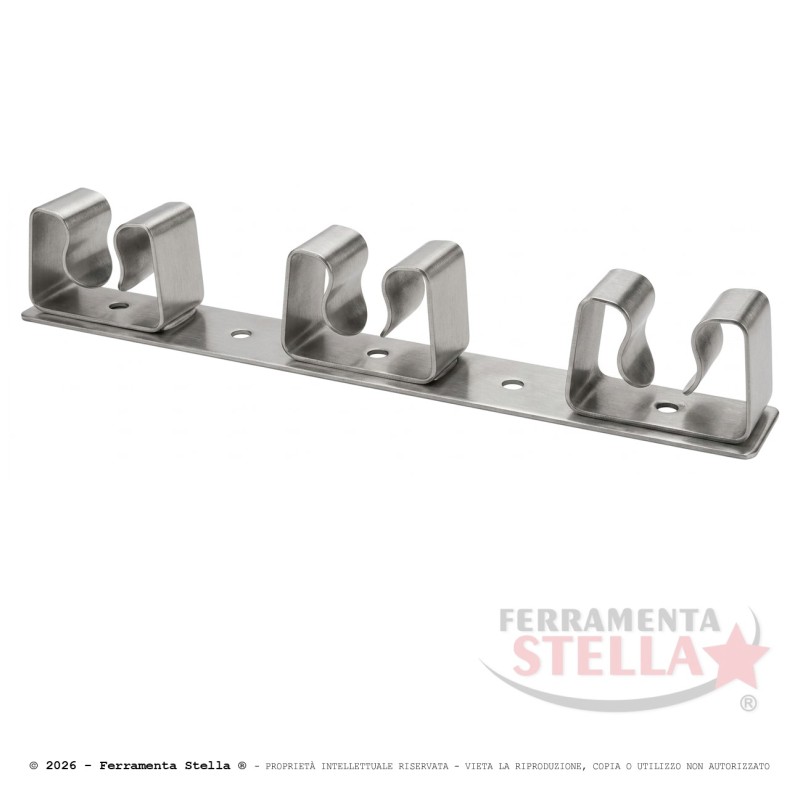 Appendi gancio porta scopa acciaio inox 3 posti | ferramentastella.it