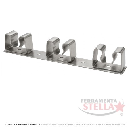 Appendi gancio porta scopa acciaio inox 3 posti | ferramentastella.it
