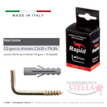 Tassello gancio quadro Rapid 4mm 10 pz | ferramentastella.com