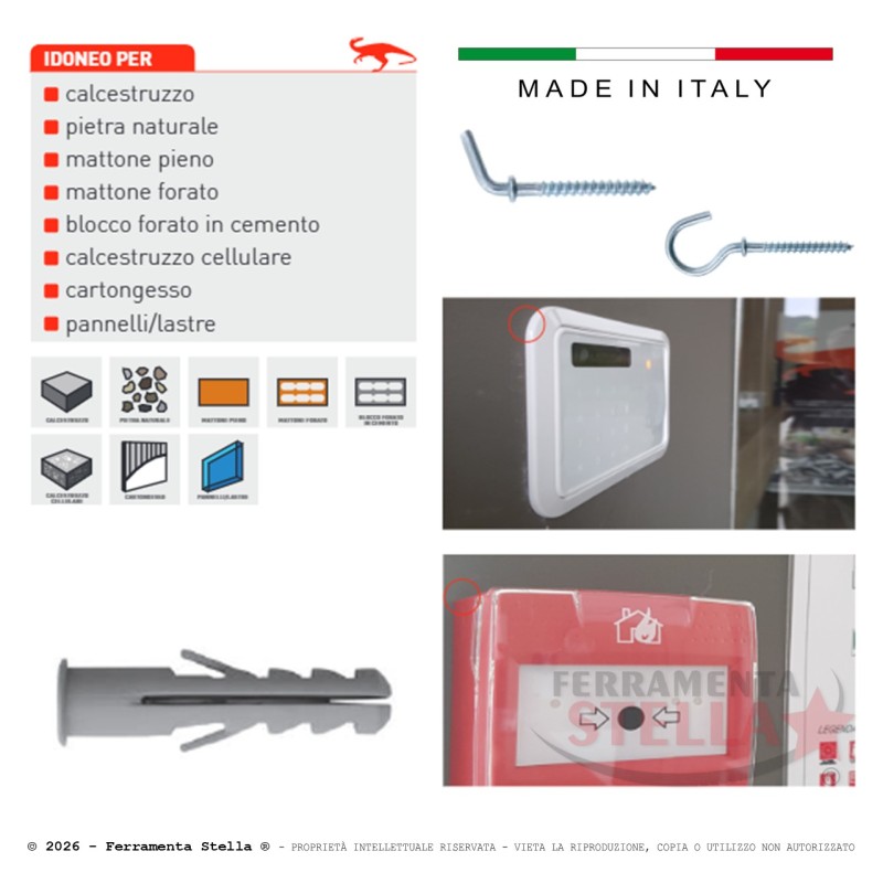 Tassello Nylon con Gancio Aperto (10 Pz) | Ferramenta Stella.com
