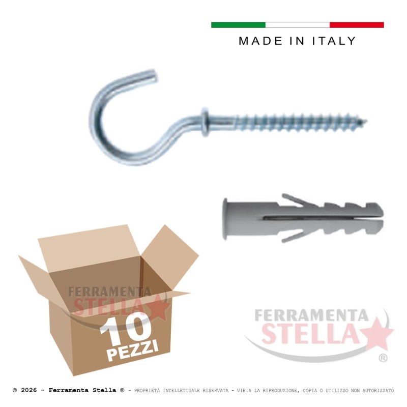 Tassello Nylon con Gancio Aperto (10 Pz) | Ferramenta Stella.com
