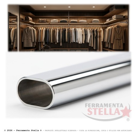 Tubo armadio ovale cromato 15x30 | ferramentastella.com