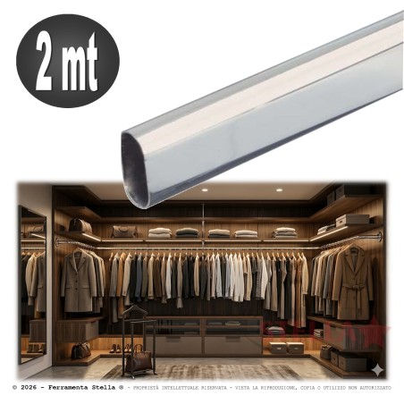 Tubo  armadio appendiabiti cromato 15 x 30 ovale | ferramentastella.it