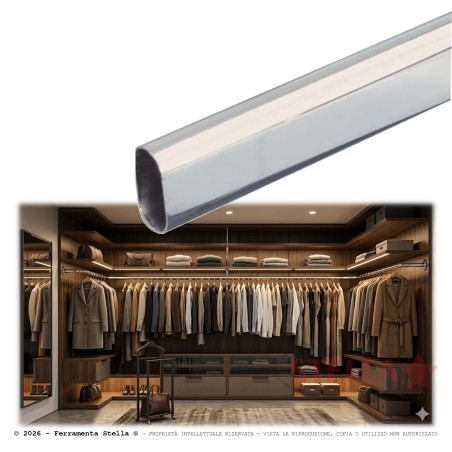 Tubo armadio ovale cromato 15x30 | ferramentastella.com