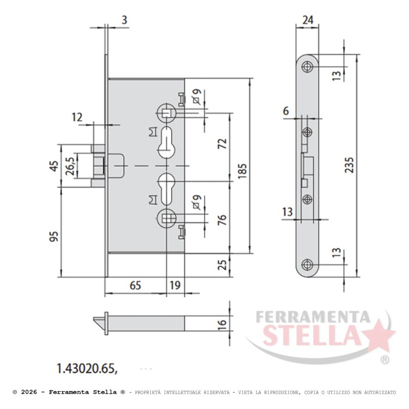 Serratura porte antipanico tagliafuoco ambidestra  | ferramentastella.it