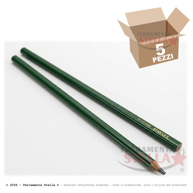 5 pz matita lapis verde stanley 300 mm mina dura | ferramentastella.it