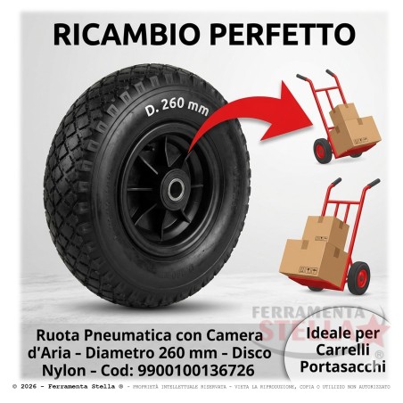 Ruota ruote carrello carrelli camera d'aria 260 | ferrmanentastella.it