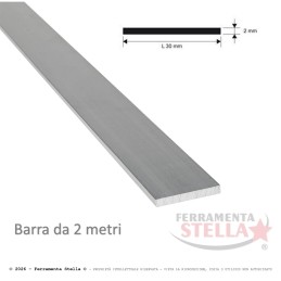 Profilo Alluminio Piatto Argento 30x2 mm H.200 | ferramentastella.it 2