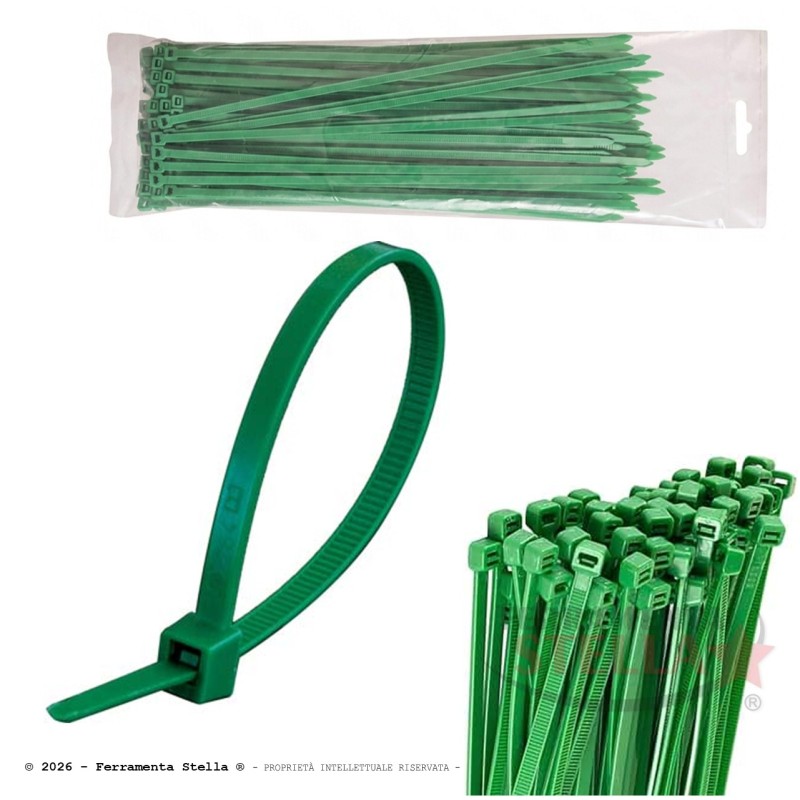 Fascetta autobloccante verde mm 3,6x200 - 100 pz | ferramentastella.it