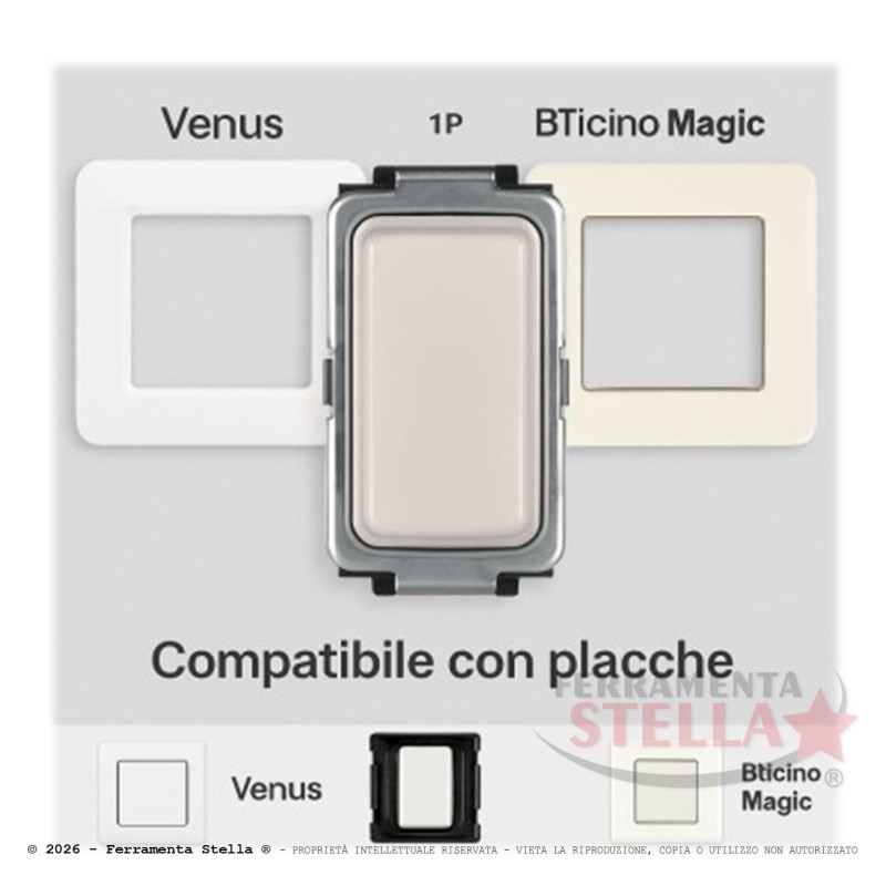 Interruttore unipolare 16 magic pulsante presa  | ferramentastella.it