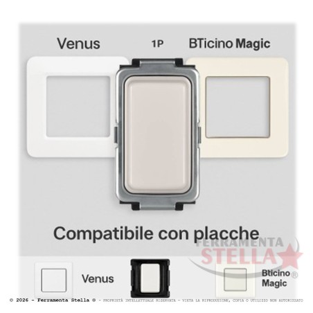 Interruttore unipolare 16 magic pulsante presa  | ferramentastella.it
