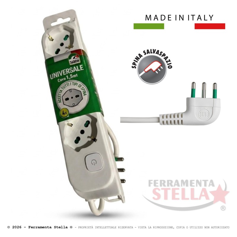 Ciabatta elettrica multipresa schuko 4 posti | ferramentastella.it