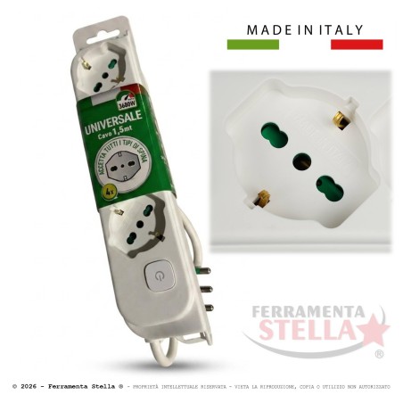 Ciabatta elettrica multipresa schuko 4 posti | ferramentastella.it