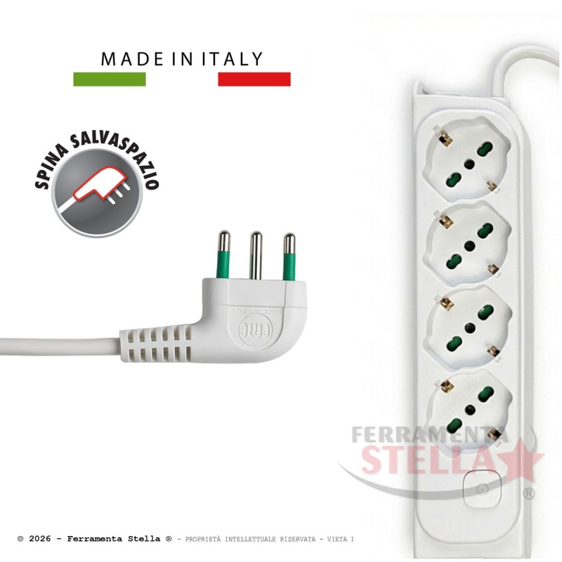 Ciabatta elettrica multipresa schuko 4 posti | ferramentastella.it