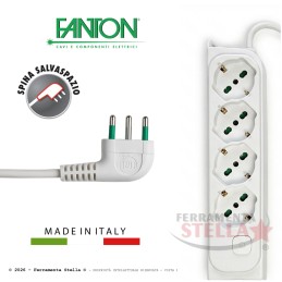 CIABATTA ELETTRICA MULTIPRESA SCHUKO 4 POSTI CON INTERRUTTORE PRESA 10/16A