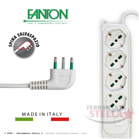 CIABATTA ELETTRICA MULTIPRESA SCHUKO 4 POSTI CON INTERRUTTORE PRESA 10/16A