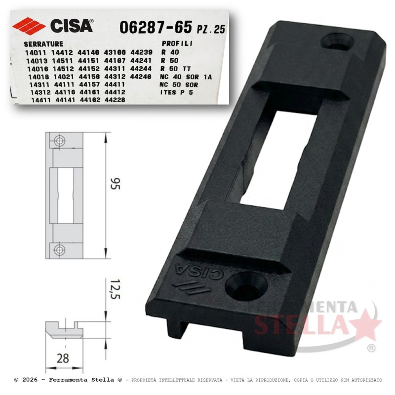 Contropiastra  nylon cisa 06287 65 per serratura | ferramentastella.it