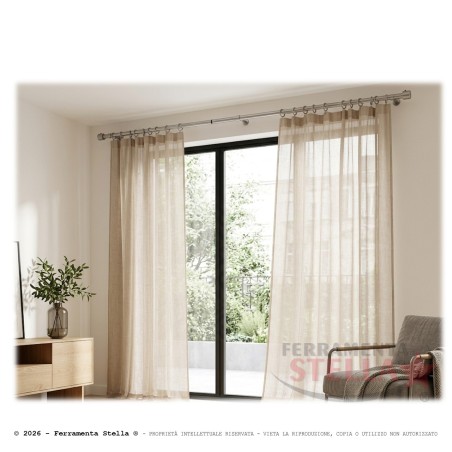 Bastone Tende  Estensibile 120-215cm Argento | ferramentastella.com