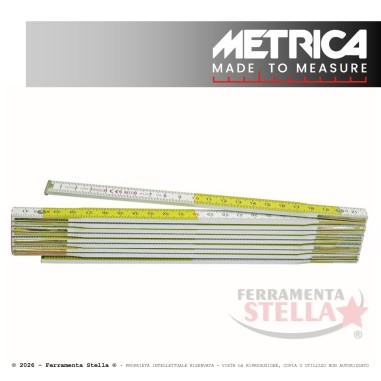 Doppio metro in legno bianco/giallo con 10 aste | ferramentastella.it