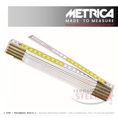 Doppio metro in legno bianco/giallo con 10 aste | ferramentastella.it