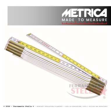 Doppio metro in legno bianco/giallo con 10 aste | ferramentastella.it