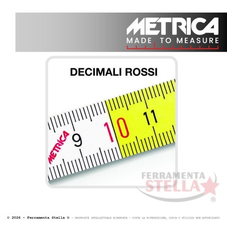 Doppio metro in legno bianco/giallo con 10 aste | ferramentastella.it