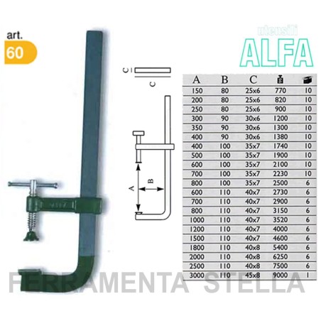 STRETTOIO ALFA MORSETTO MORSA FALEGNAME 300MM SERRAGGIO