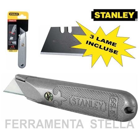 COLTELLO RIFILATORE TAGLIA CARTONE ASFALTO PLASTICA LAMA TRAPEZIO STANLEY 10-199 10199