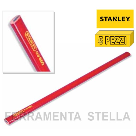 5 PZ MATITA ROSSA STANLEY 300 MM FALEGNAME MINA TENERA