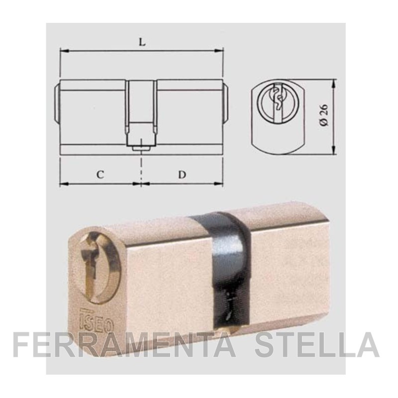 CILINDRO PROFILATO IN OTTONE TONDO SFACCETTATO ISEO 842028287 x SERRATURE A INFILARE 