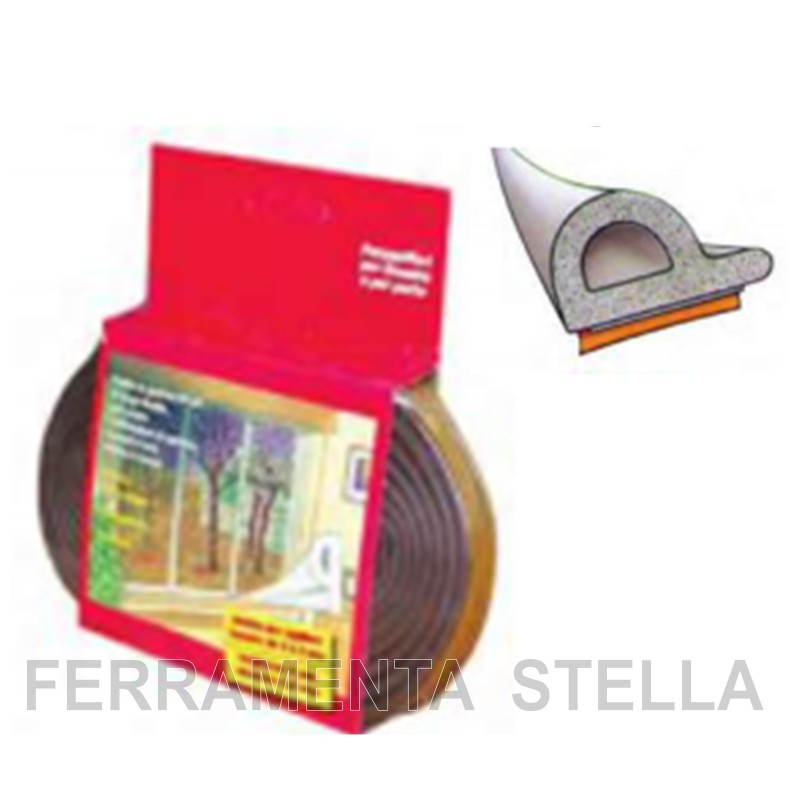 GUARNIZIONE ADESIVA PARAFREDDO MARRONE 9mm X 6MT PVC PARASPIFFERI PORTE FINESTRE