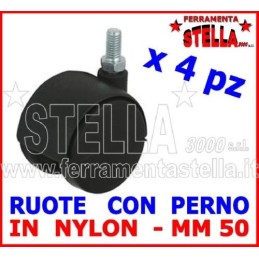 SET 4 RUOTA RUOTE IN NYLON CON PERNO ÿ 50 mm PER MOBILE MOBILI SEDIA SCRIVANIA 2