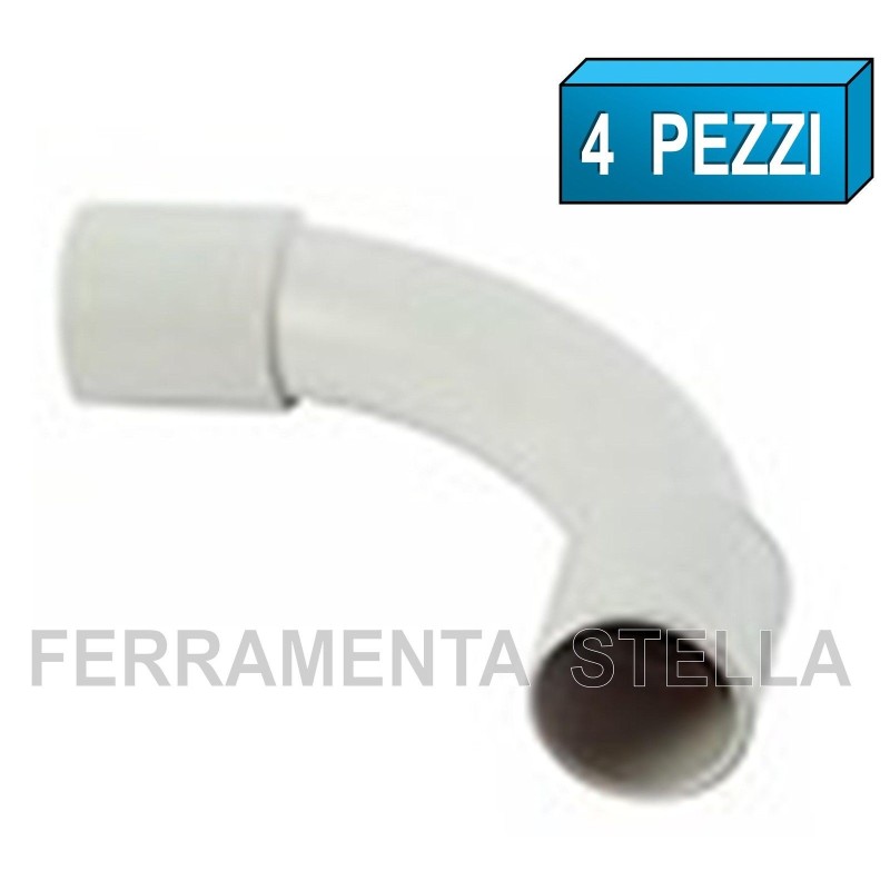 4 PEZZI CURVA A 90 GRADI RAGGIO STRETTO x TUBO RIGIDO IMPIANTO DIAMETRO 16 20 25