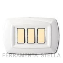 PLACCA PLACCHETTA BIANCA 3 POSTI COPRINTERRUTTORE TONDO' MAGIC INTERRUTTORI LUCE IN TECNOPOLIMERI 2