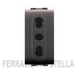 PRESA LIFE BIPASSO BIVALENTE 10/16 A FRUTTO X BTICINO LIVING 4045 GRIGIO SCURO 2