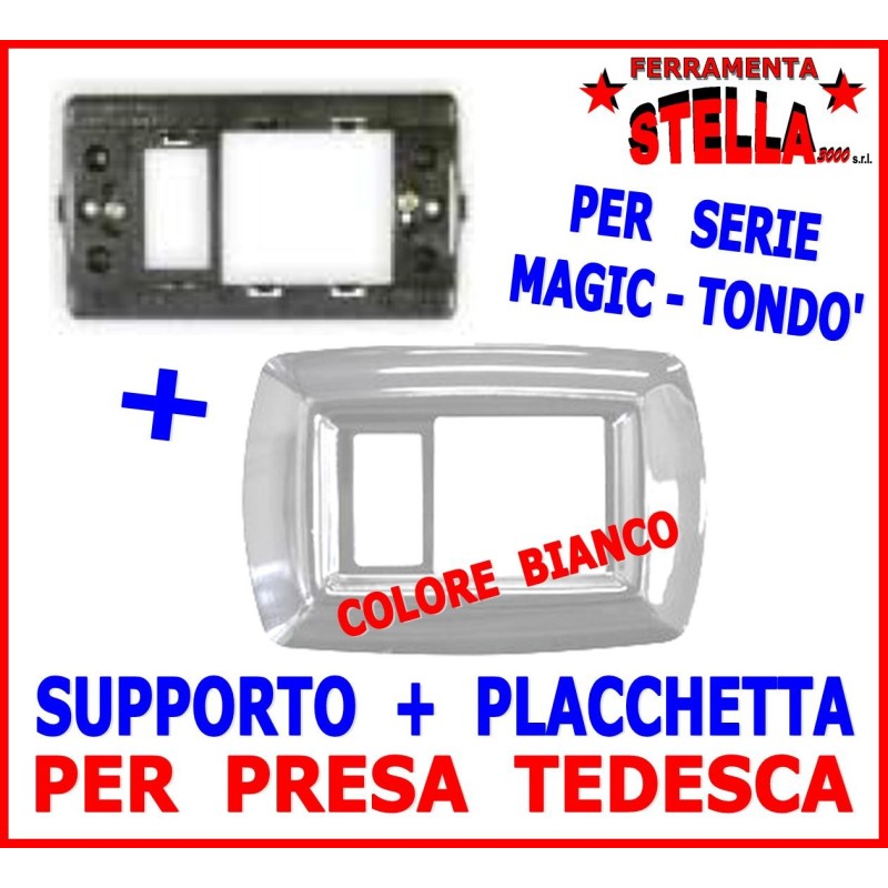 Supporto + placca bianca per unel