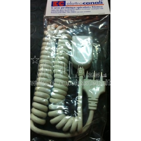 PROLUNGA ELETTRICA 3 METRI CAVO A SPIRALE BIANCA SPINA 16/A PRESA 10/16A