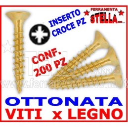 VITI VITE TRUCIOLARE PER LEGNO TESTA PIANA A CROCE OTTONATA TPS 2