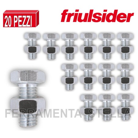 20 BULLONE con DADO FISSAGGIO SCAFFALI SCAFFALATURE MM 8 x 16 ESAGONALE ZINCATI